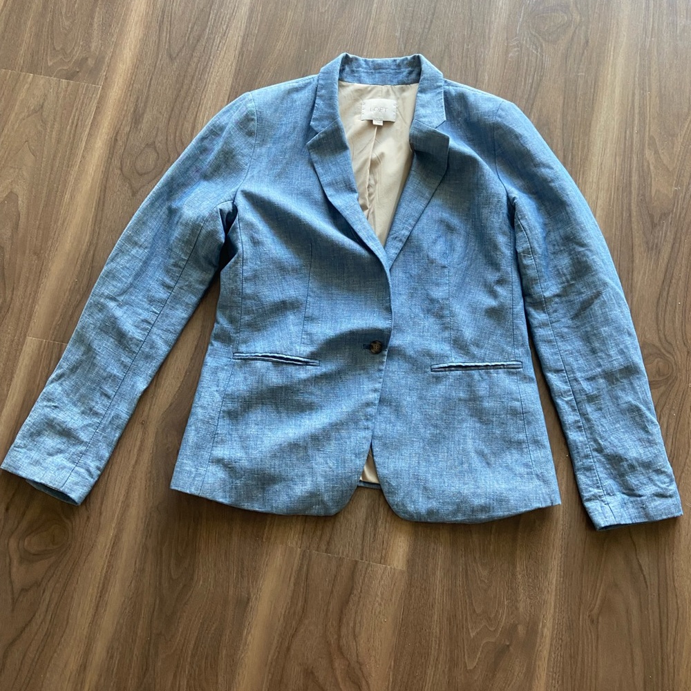 Ann Taylor LOFT Cotton Linen Blazer Jacket - Picture 1 of 8